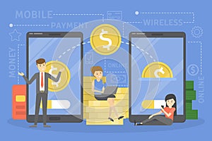 Mobile payment concept. Money transaction on digital device