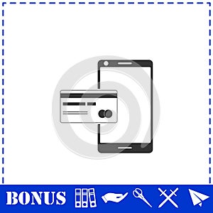 Mobile payment icon flat
