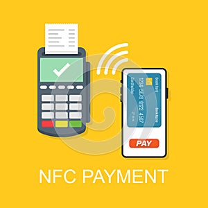 Mobile payment icon in flat style. Online shopping vector illustration on isolated background. NFC pay sign business concept