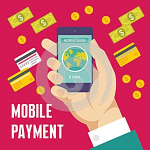 Mobile Payment Illustration in Flat Design Style