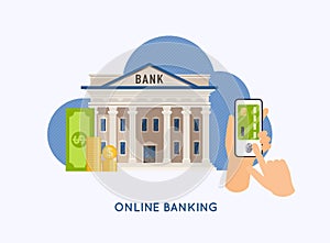 Mobile payment and mobile banking concept. Hands holding phones with virtual credit card. Internet banking, online purchasing and