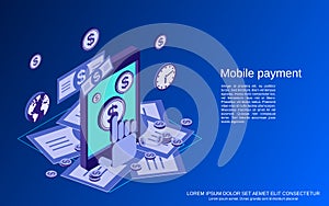 Mobile payment, online banking vector concept