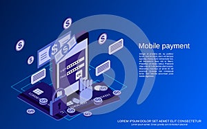 Mobile payment, online banking vector concept