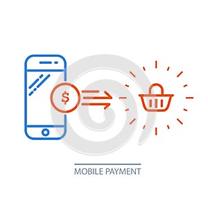 Mobile payment - smartphone and shopping cart, online purchase