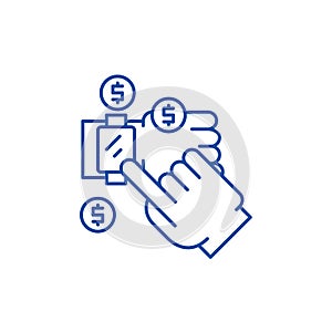 Mobile payments line icon concept. Mobile payments flat  vector symbol, sign, outline illustration.