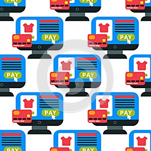 Mobile payments seamless pattern background vector smartphone transaction ecommerce wallet wireless connection banking