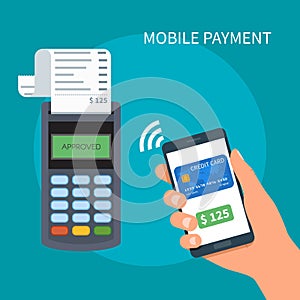 Mobile payments with smartphone. Payment terminal