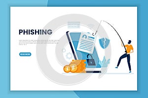 Mobile phishing attack illustration concept