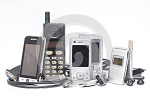 Mobile phone and accessory on white