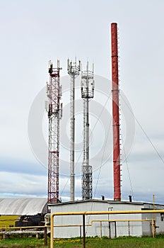 Mobile phone antennas, telecommunication towers with cell antennas, transmitters, telecom radio towers