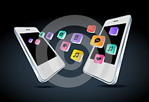 Mobile phone with app icons illustration