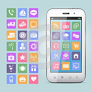 Mobile phone with app icons