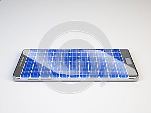 Mobile phone as solar panel 3d rendering