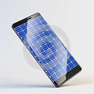Mobile phone as solar panel 3d rendering