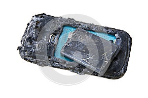 Mobile phone battery explodes and burns due to overheat danger of using smart phone photo