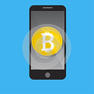 Mobile phone bitcoin payment concept
