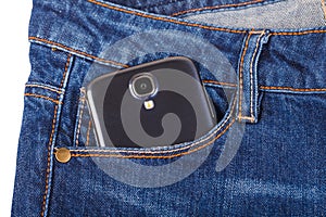 Mobile phone and blue jeans