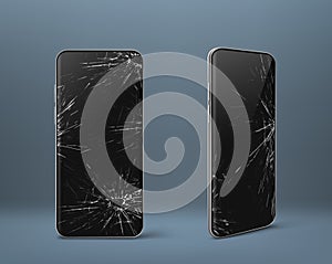 Mobile phone with broken screen set, gadget device
