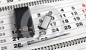 Mobile phone on the calendar