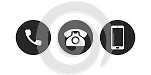 Mobile phone call vector icons. Telephone smartphone call contact support helpdesk web icon