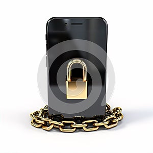 Mobile Phone Chains Padlock Security Lock Privacy Protection Illustration