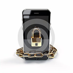 Mobile Phone Chains Padlock Security Lock Privacy Protection Illustration