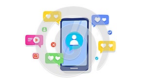 Mobile Phone with Chat Bubbles - Digital Messaging App, vector design Generative AI