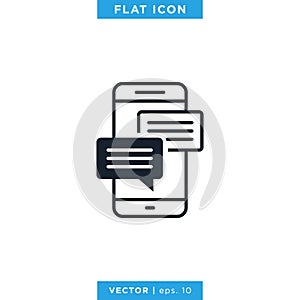 Mobile Phone Chat Message Icon Vector Design Template.
