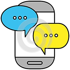 Mobile phone chat message notifications vector illustration sms communication isolated on white