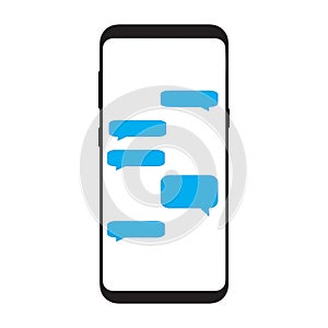 Mobile phone chat sign icon in simple flat style. Message notifications vector illustration on white background. Smartphone text