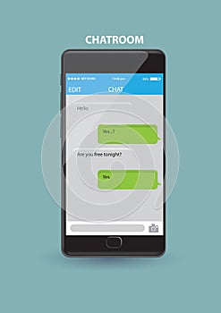 Mobile Phone Chatroom Application Vector Illustration