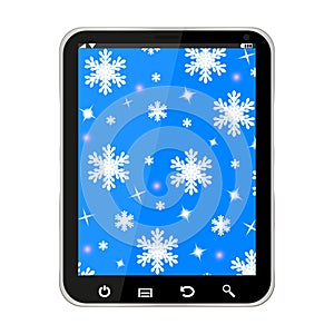 Mobile phone with christmas background