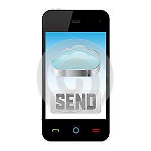 Mobile phone with cloud computing icon