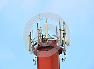 Mobile phone communication celullar radio tower, microwave antenna, transmitter