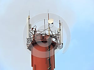 Mobile phone communication celullar radio tower, microwave antenna, transmitter