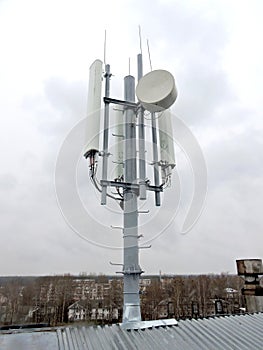 Mobile phone communication celullar radio tower, microwave antenna, transmitter