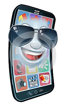 Mobile Phone Cool Shades Cartoon Mascot