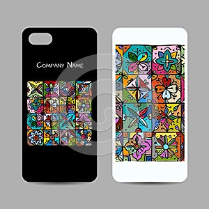 Mobile phone cover design, ethnic vintage ornament