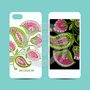 Mobile phone cover design, floral background