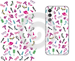 Mobile phone cover design. Template smartphone case vector pattern, Fashion