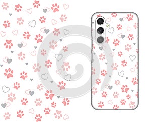 Mobile phone cover design. Template smartphone case vector pattern, Pet lover