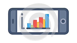 Mobile Phone with Data Graph for Analytics and Business, vector design Generative AI