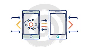 Mobile Phone Data Transfer & Device Sync, vector design Generative AI