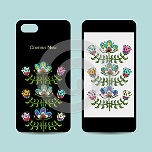 Mobile phone design, folk style floral background