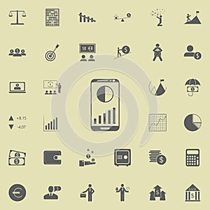 mobile phone with diagrams icon. Detailed set of Finance icons. Premium quality graphic design sign. One of the collection icons f