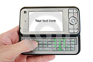 Mobile phone with empty screen for text