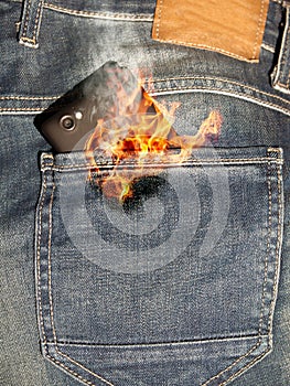 Mobile phone on fire