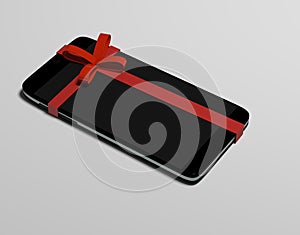 Mobile phone gift bow 3d rendering