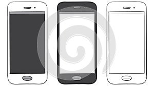 Mobile Phone Hand Drawn Vector Icon Set
