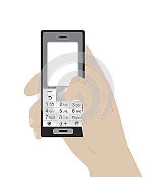 Mobilní telefon v ruce ilustrace 
